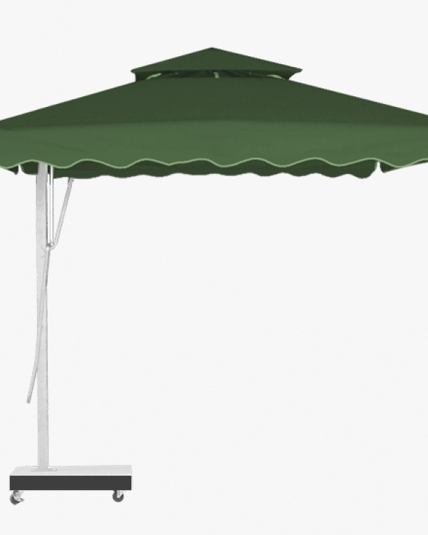 Dù lệch tâm vuông đế bê tông 3.5mx3.5m - Màu trắng kem