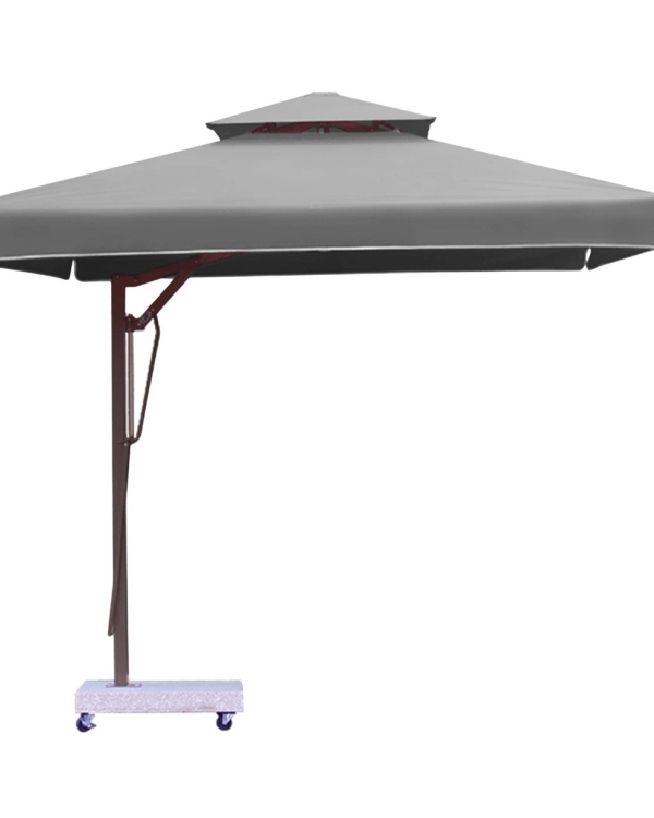 Dù lệch tâm vuông đế bê tông 2.5mx2.5m - Màu xám