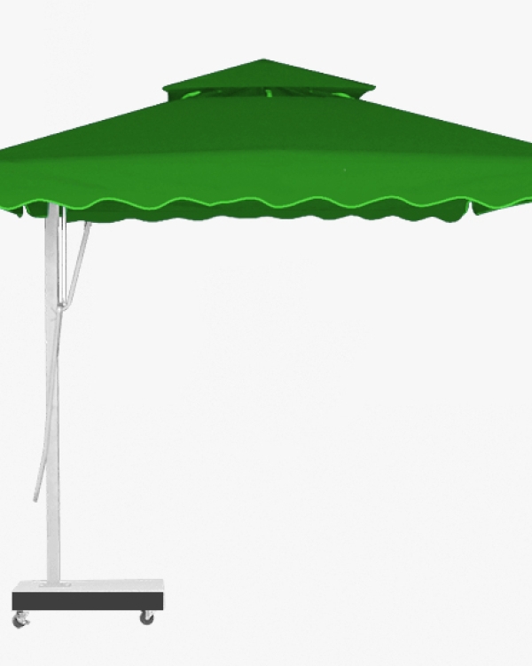 Dù lệch tâm vuông đế bê tông 3.5mx3.5m - Màu xanh rêu