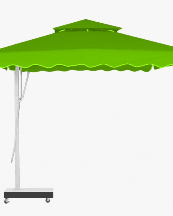 Dù lệch tâm vuông đế bê tông 3.5mx3.5m - Màu xanh rêu