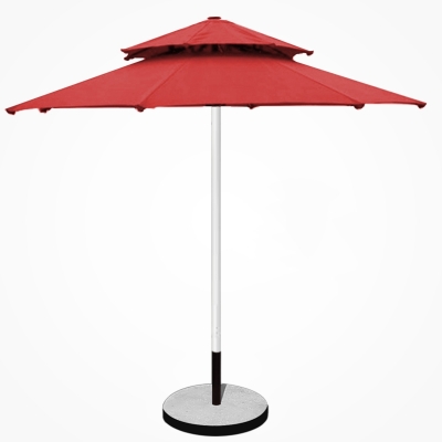 Dù tròn đúng tâm 2 tầng Thân inox - Đường kính 3m - Màu đỏ đô