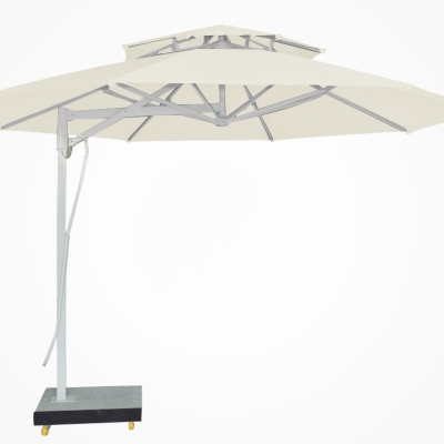 Dù lệch tâm tròn đế bê tông 3,5m - Màu trắng kem