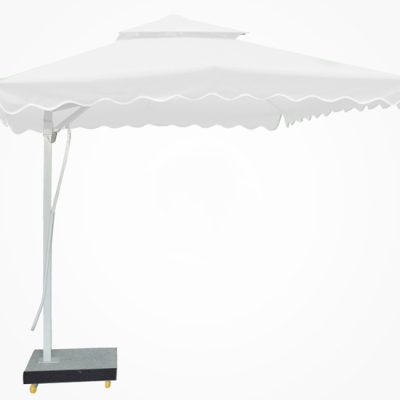 Dù Lệch Tâm Vuông Đế Bê Tông 2.5mx2.5m – Màu Trắng Sang Trọng