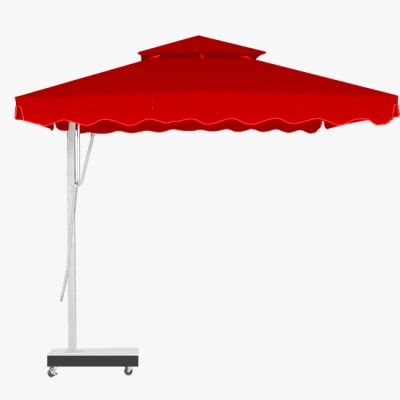 Dù lệch tâm vuông đế bê tông 3.5mx3.5m - Màu đỏ tươi