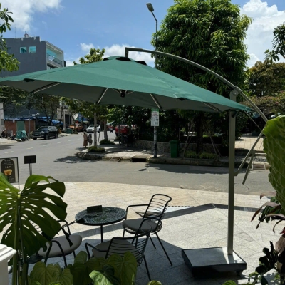 Dù tròn móc câu thông gió đế bê tông 3m - Màu xanh rêu