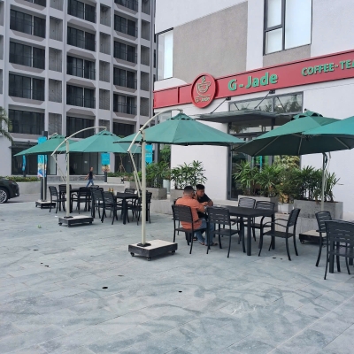 Dù tròn móc câu thông gió đế bê tông 3m - Màu đen