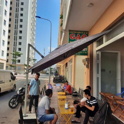 Dù lệch tâm vuông đế bê tông Dáng Nghiêng - Màu xám