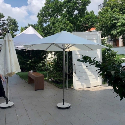 Dù tròn đúng tâm 1 tầng - Khung inox - Đường kính 3m - Màu trắng kem